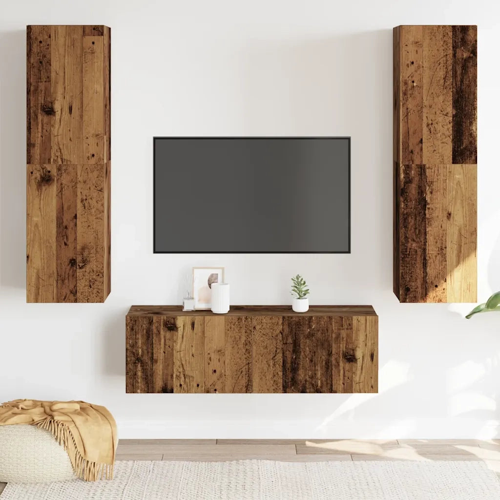 Mobili TV a Parete 3 pz Legno Antico in Legno Multistrato 3328965