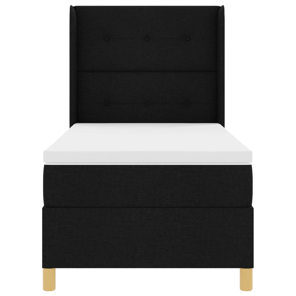 Letto Box Spring con Materasso Nero 80x200 cm Tessuto