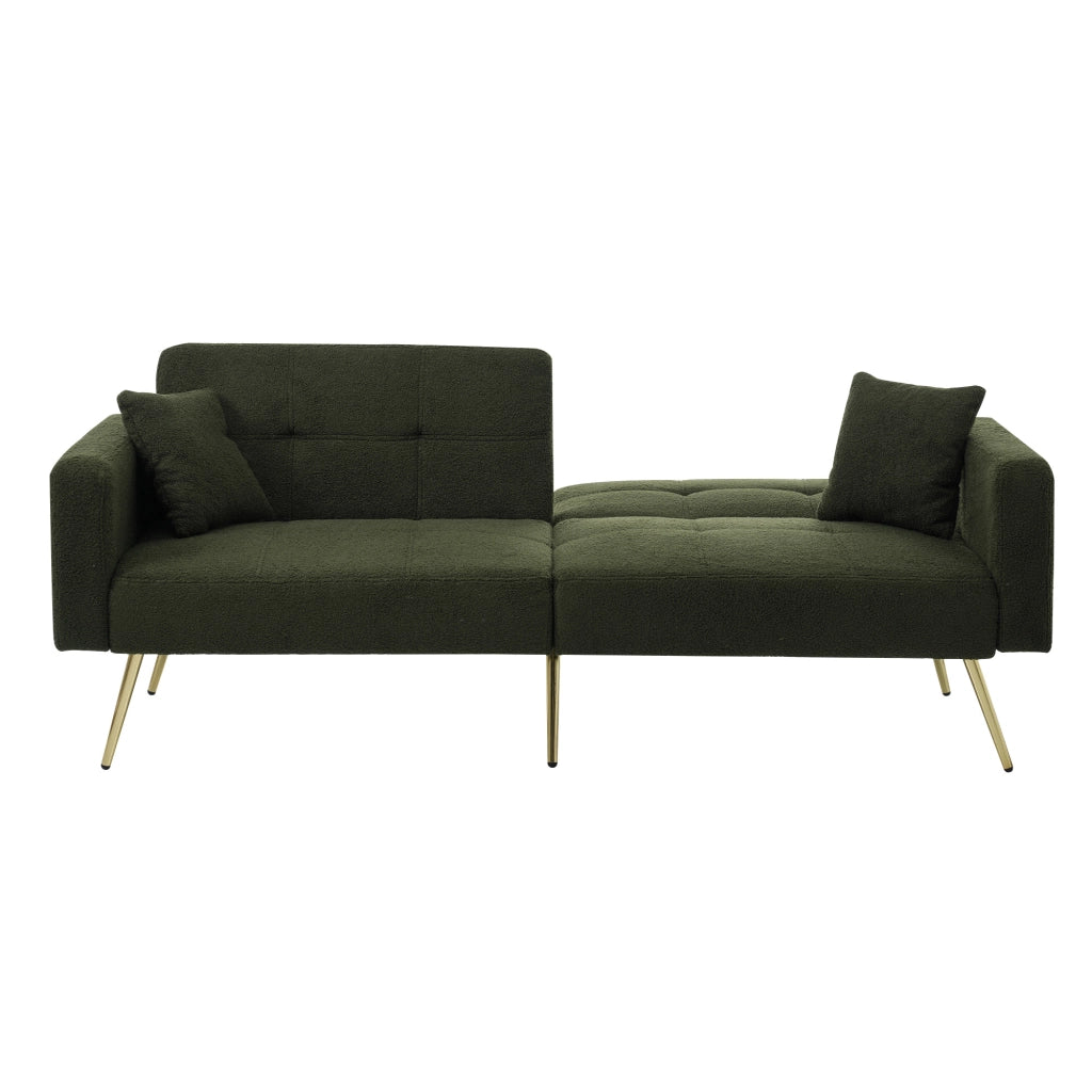 DIVANO LETTO reclinabile 175x64x72 cm verde antico con gambe dorate