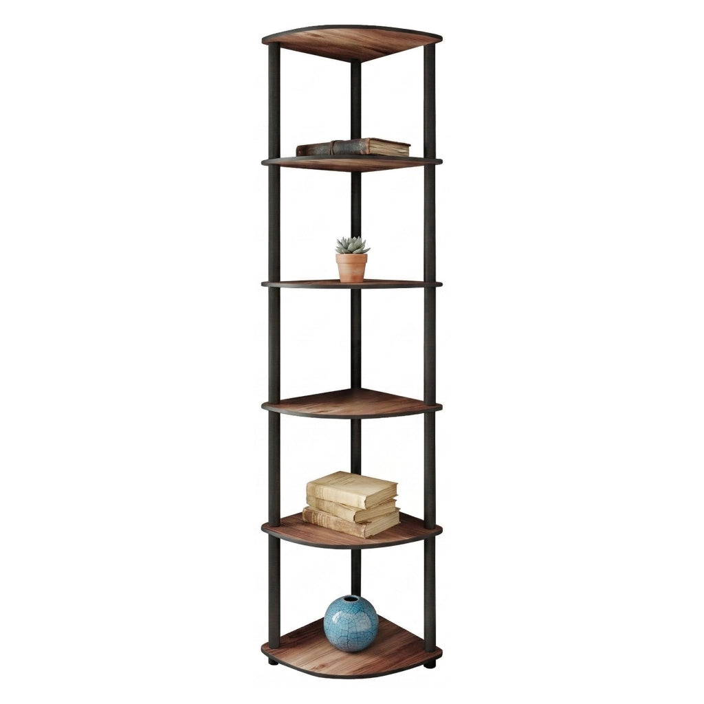 Biblioteca Schiavon, Libreria 5 Ripiani, 34x34x173h cm Marrone Noce