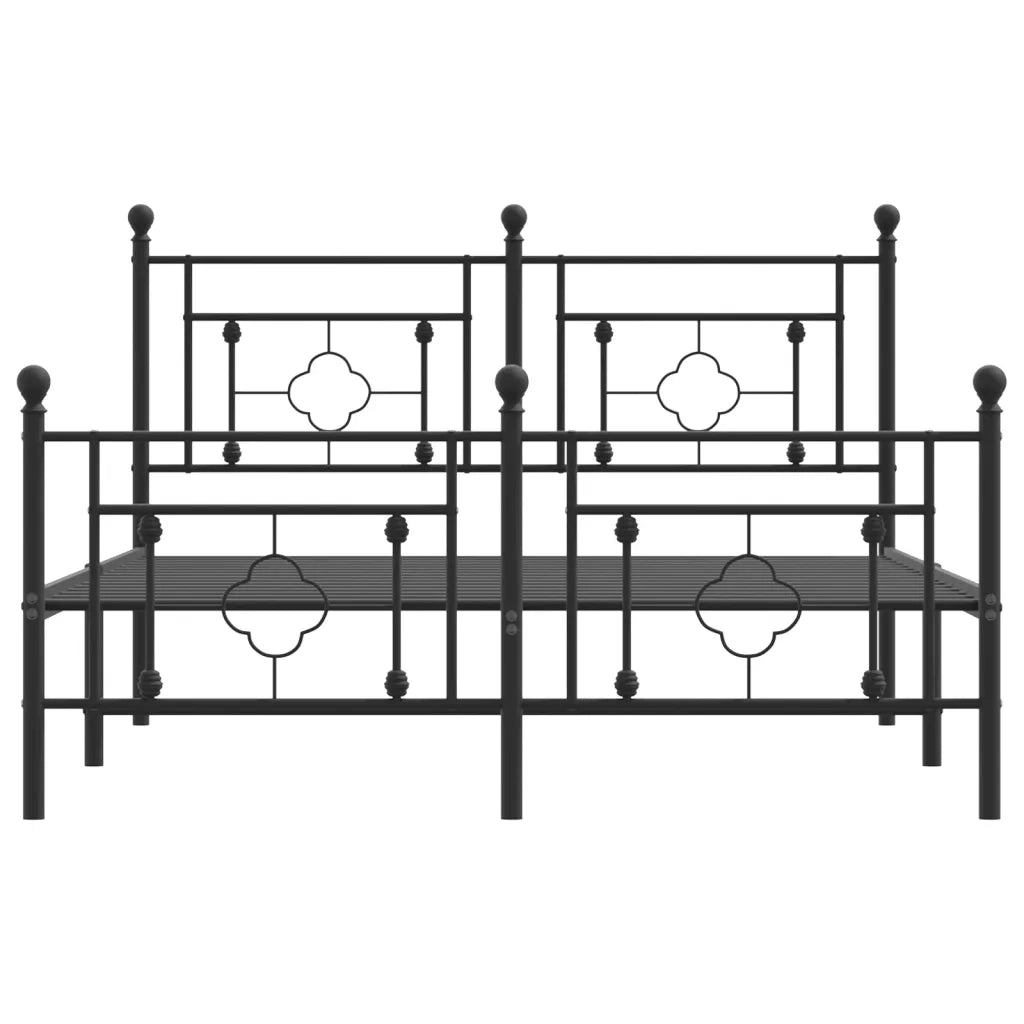 Giroletto con Testiera e Pediera Metallo Nero 135x190 cm 374356