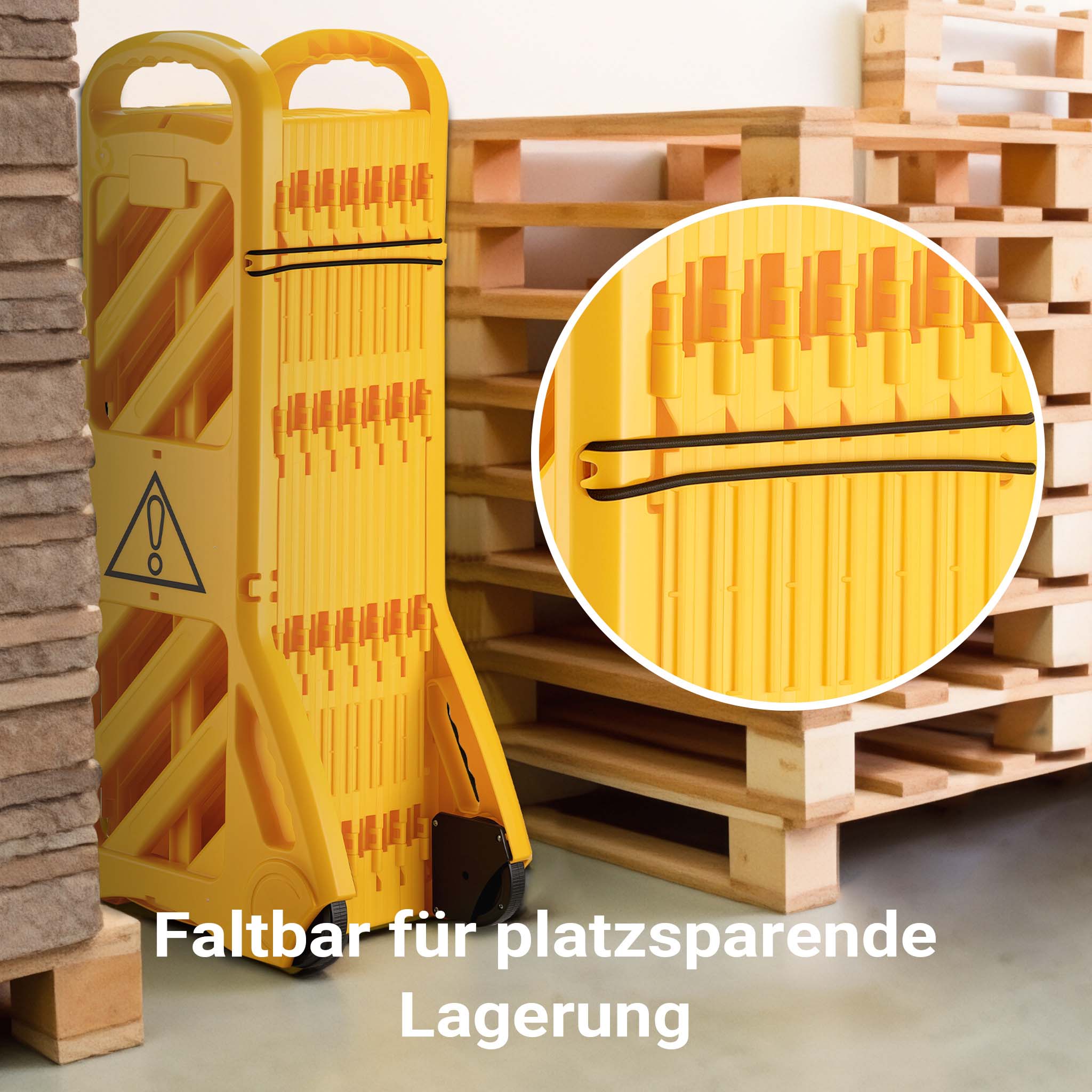 Barriera mobile portatile, barriera pieghevole 60 x 32 x 101 cm, recinzione estensibile fino a 3,9 m con ruote e maniglie, barriera in PE robusto