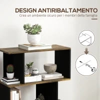 Libreria Moderna Asimmetrica a Parete con 5 Ripiani in Legno, 70x29.5x163cm, Marrone Rustico