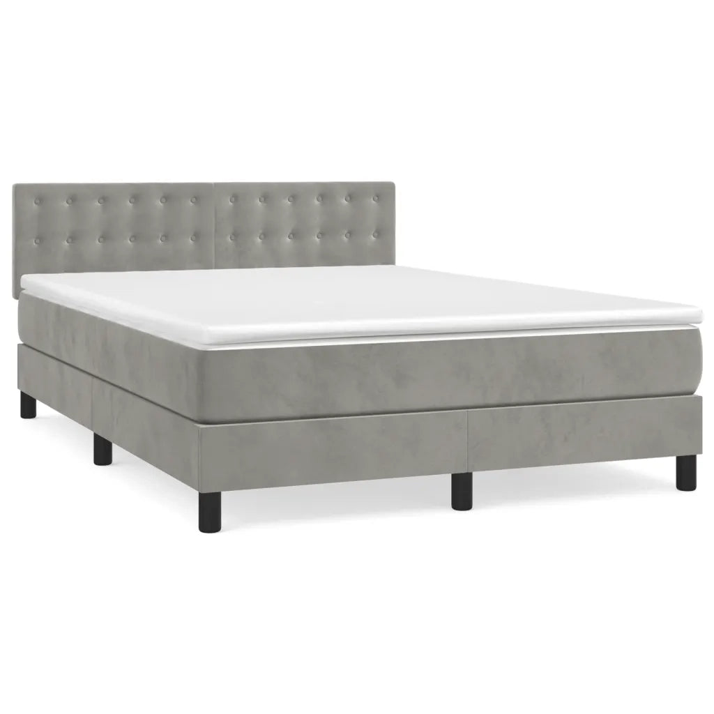 Giroletto a Molle con Materasso Grigio Chiaro 140x190cm Vellutocod mxl 79966
