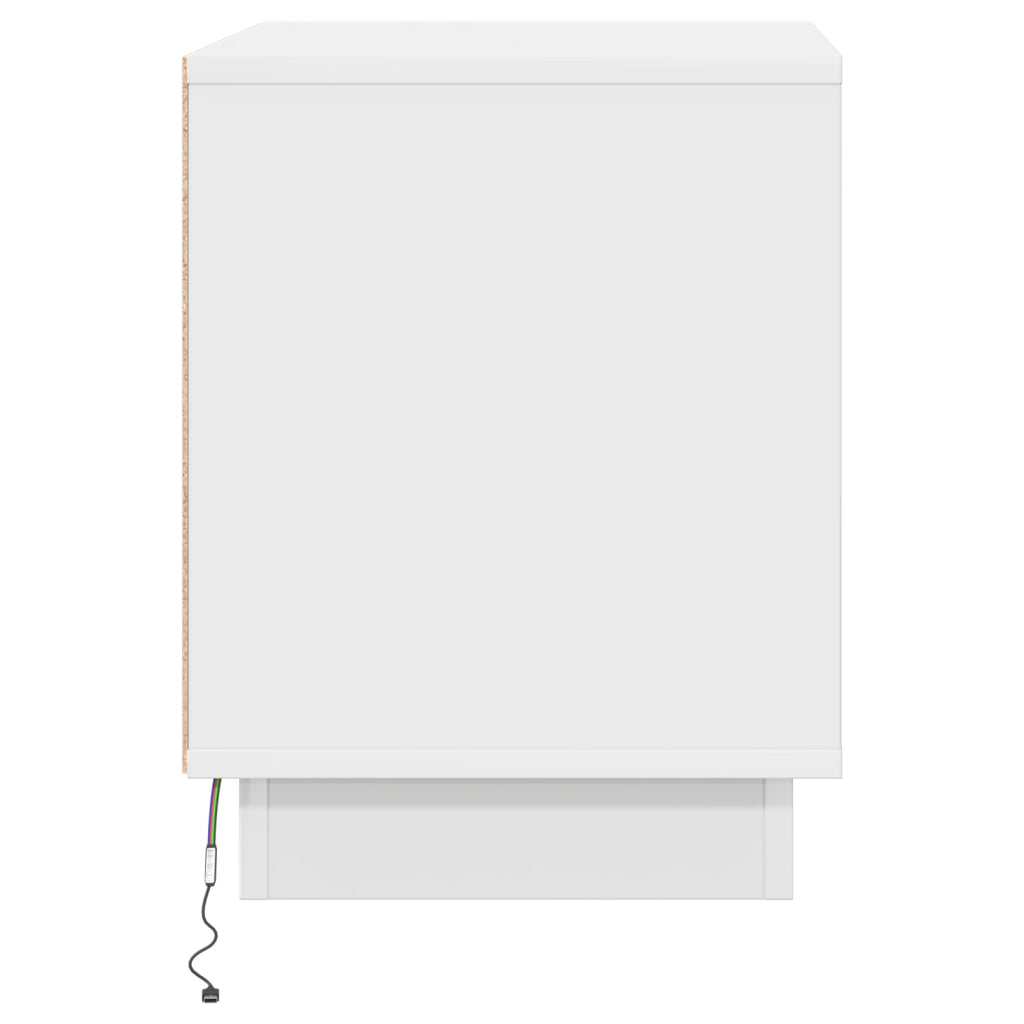 Comodini con Luci LED 2 pz Bianco 44x34,5x45 cm