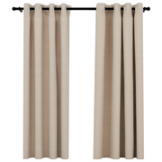 Tende Oscuranti | Tende Blackout Effetto Lino con Occhielli 2 pz Beige 140x175cm