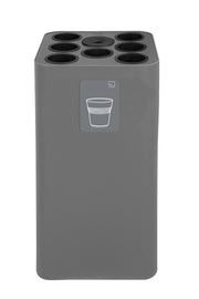 Pattumiera a Bidone da 100 L 38,3x38,3x82,5 cm 7 Scomparti Tubolari e 1 Vaschetta in Acciaio Verniciato Grigio