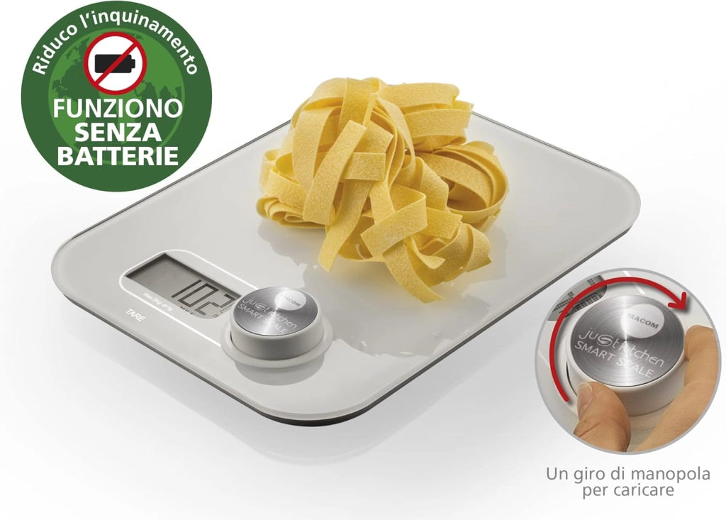 fai clic per visualizzare la vista completa      risorse per la sicurezza e i prodotti vuoi riciclare il tuo prodotto gratuitamente? macom, bilancia elettronica per alimenti senza batterie, bianco, just kitchen 868 smart scale