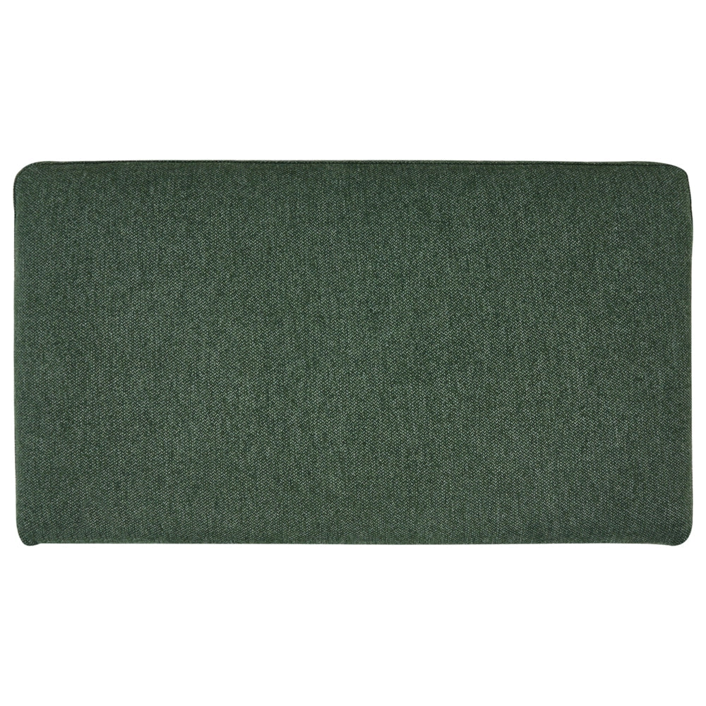 Poltrona moderna imbottita in tessuto verde scuro con gambe in metallo stile moderno e minimalista