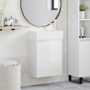 Mobile bagno con rubinetto Bianco Lucido 45,5 x 22,5 x 84 cm 889455