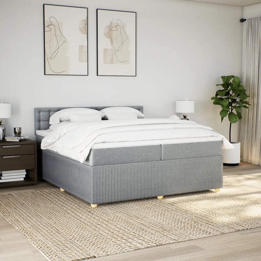 Giroletto a Molle con Materasso Grigio Chiaro 200x200cm Tessuto 3289877