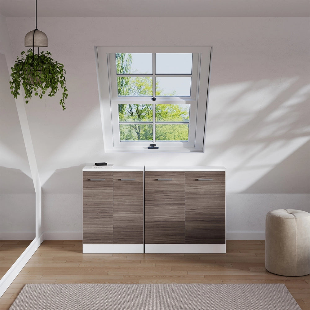 Set di mobili sottotetto Rion Grigio nobile/Bianco 140 cm Set di 2 carcasse armadio profondità 60 cm Vicco