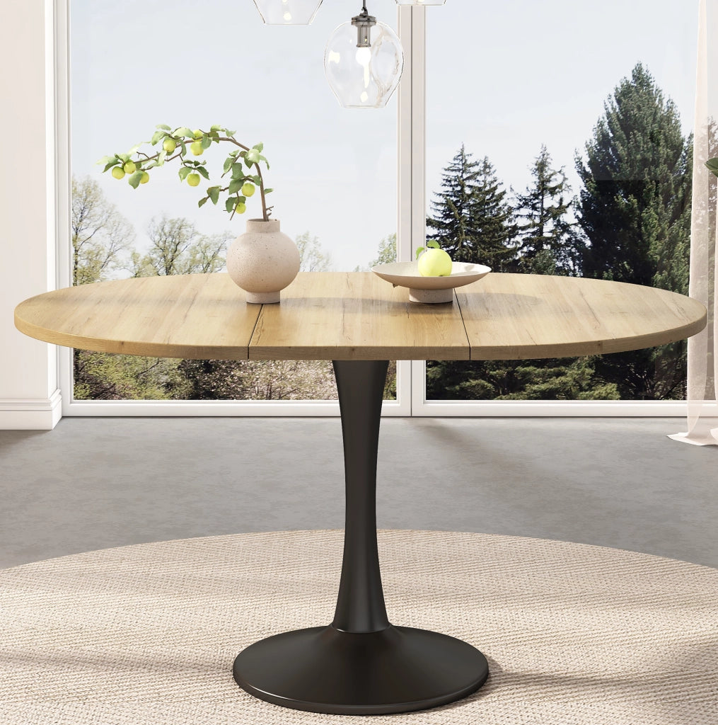 Tavolo da pranzo ovale allungabile in MDF e ferro; colore rovere