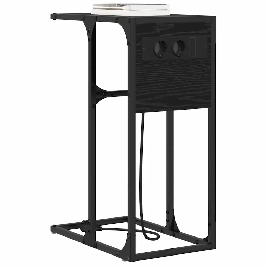 Comodino | Armadio da Notte | Mobiletto da notte Rovere Nero 41,5 x 26 x 60,5 cm