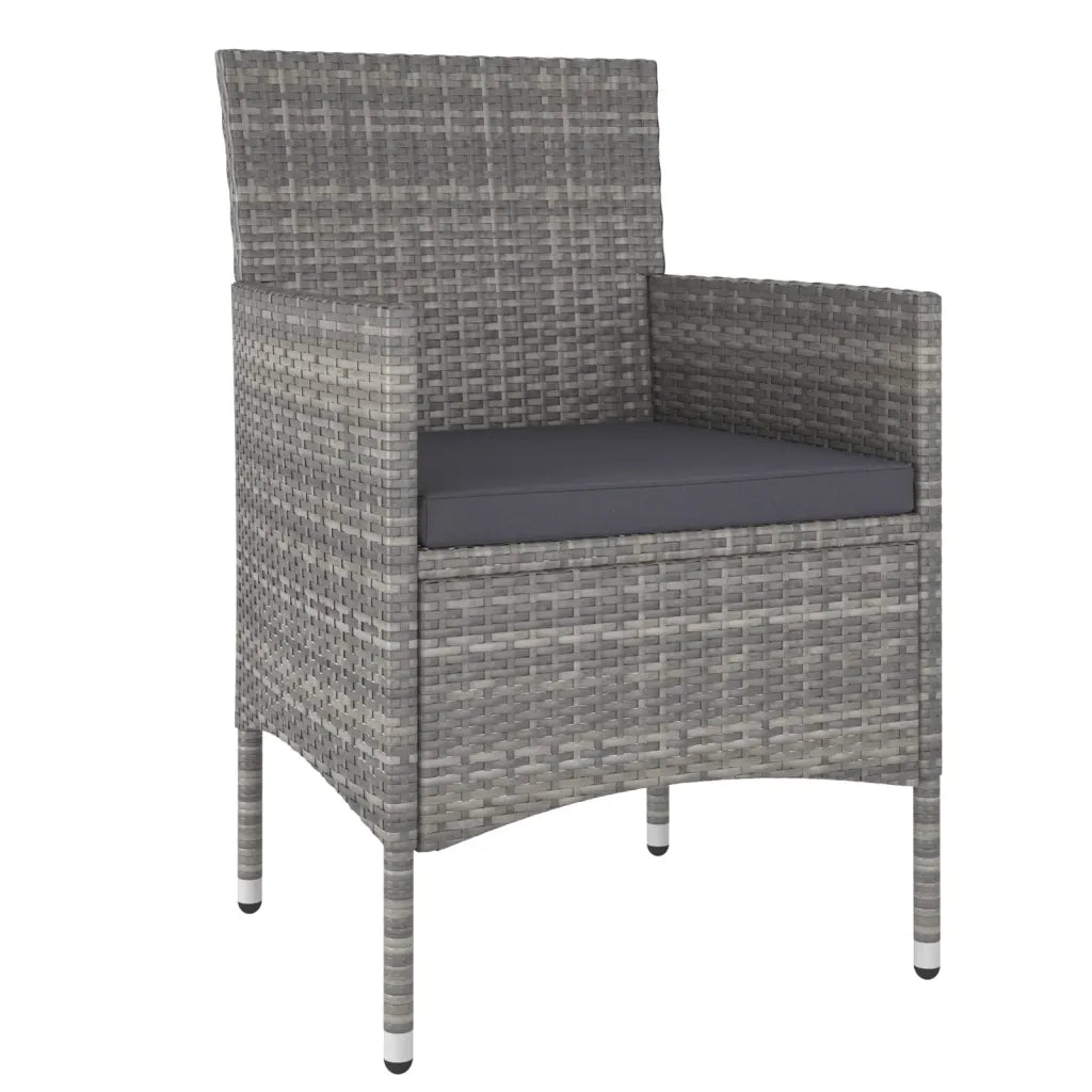 Set Bistrot da Giardino 5pz Polyrattan e Vetro Temperato Grigio 3058389
