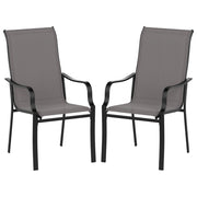 Mobili da pranzo con schienale alto e sedile largo struttura in metallo resistente, Set di sedie da pranzo per patio da 2 Grigio-Sedie da esterno