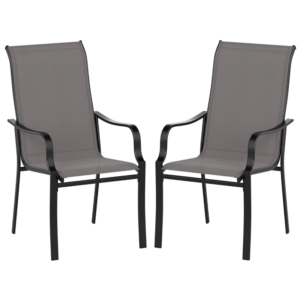 Mobili da pranzo con schienale alto e sedile largo struttura in metallo resistente, Set di sedie da pranzo per patio da 2 Grigio-Sedie da esterno