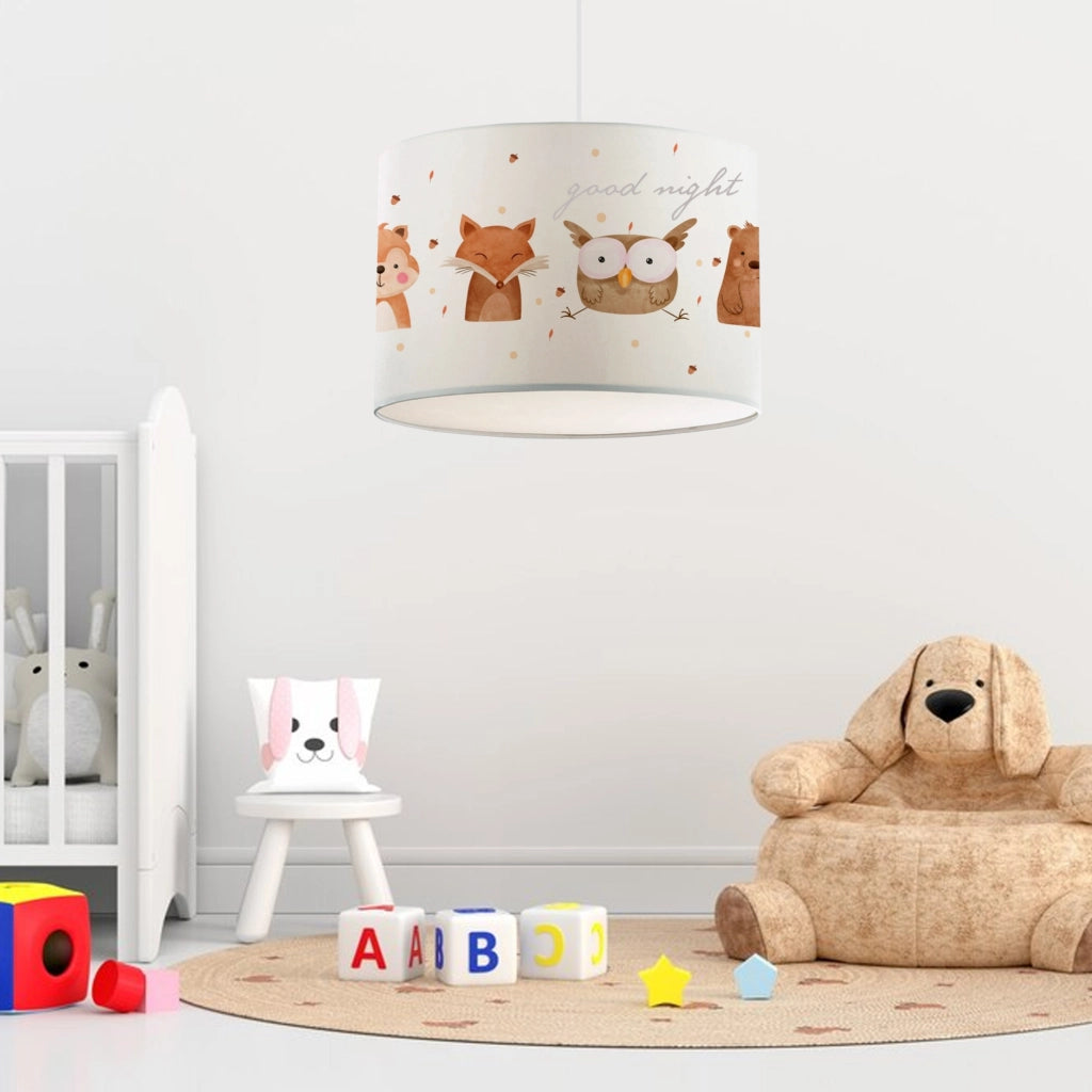 Lampada a Sospensione Rugby per Cameretta Paralume Bianco Design Animali della Foresta lux.pro