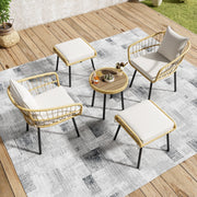Set da giardino 5 pezzi - Zephmum- Rattan naturale con 1 tavolo e 4 sedute