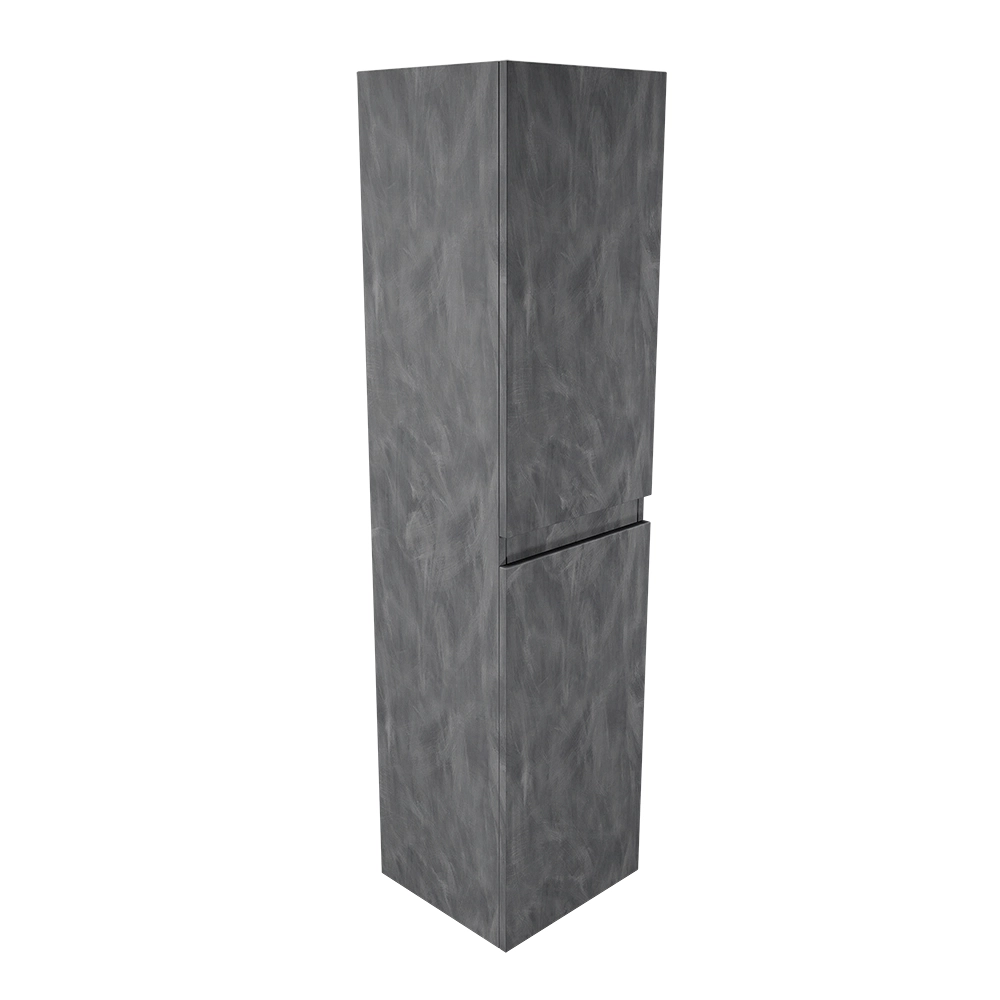 Colonna bagno sospesa altezza 137 cm due ante effetto cemento scuro reversibile | Yili