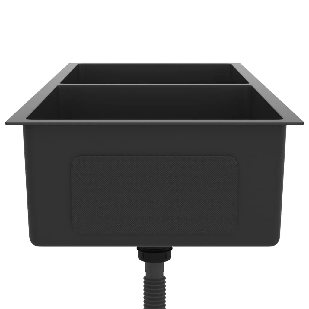 Lavello da cucina fatto a mano lavabo da cucina bagno arredamento per la casa 100 x 44 cm acciaio inox nero 02_0002474