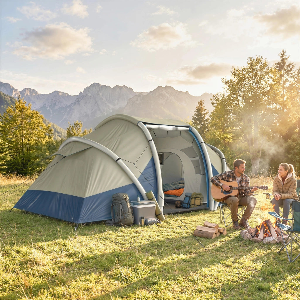 Tenda Gonfiabile 4 Persone ¨C zephmum ¨C 2 Camere da Letto con Finestra a Rete e Tettoia