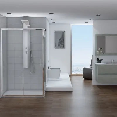 Box doccia angolare 70x120 cm scorrevole in cristallo trasparente Ted