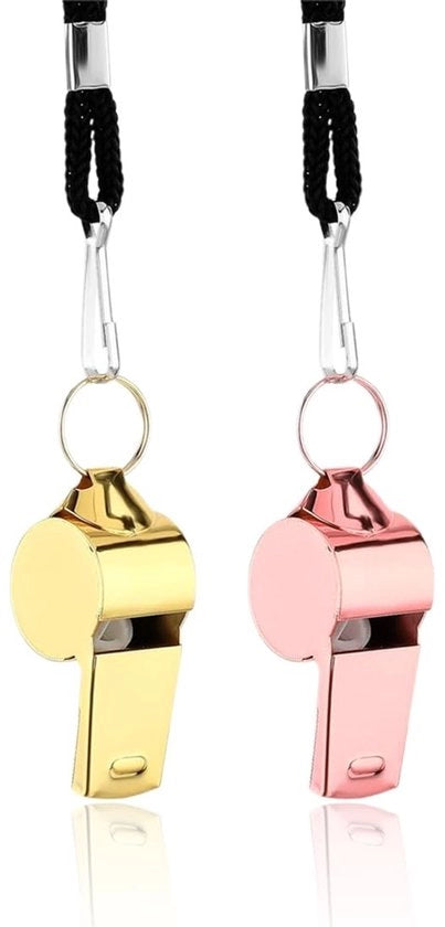 Set di Flauto di Segnalazione in Acciaio Inossidabile - 2 Pezzi - Con Cinture - Duraturo e Resistente alla Corrosione - Compattabile e Leggero - Suono Chiaramente Udibile - Flauto di Segnalazione