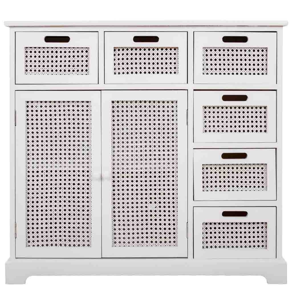 Credenza in legno e rete bianca 86x33x78,5h