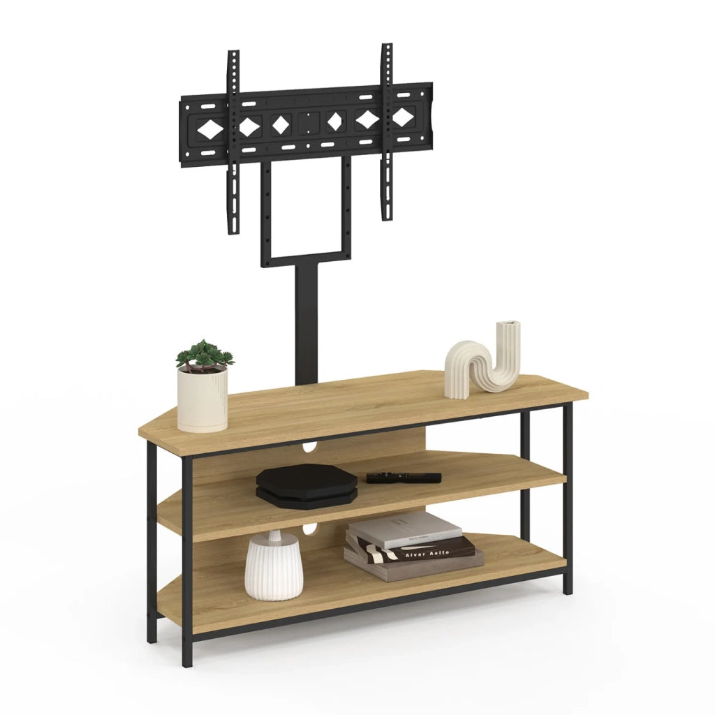 IDMarket - DETROIT Mobile TV angolare da 100 cm con ripiani e supporto TV regolabile da 32 a 70 pollici, design industriale