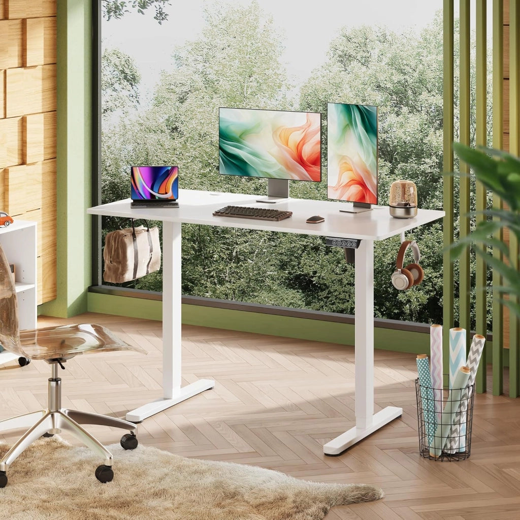 Scrivania regolabile in altezza ¨C zephmum ¨C Bianco 120x60 cm