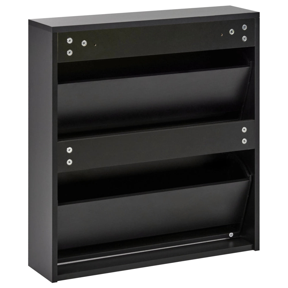 Scarpiera 2 scomparti con telaio in MDF e specchi nero design moderno