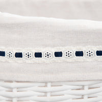 Cesto Portabiancheria 51x38x57 cm in Vimini con Coperchio e Sacco Interno Bianco