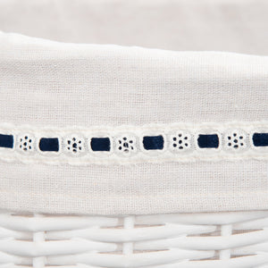 Cesto Portabiancheria 51x38x57 cm in Vimini con Coperchio e Sacco Interno Bianco