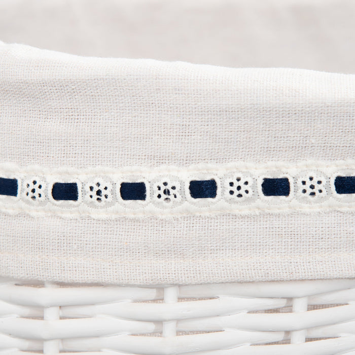 Cesto Portabiancheria 51x38x57 cm in Vimini con Coperchio e Sacco Interno Bianco