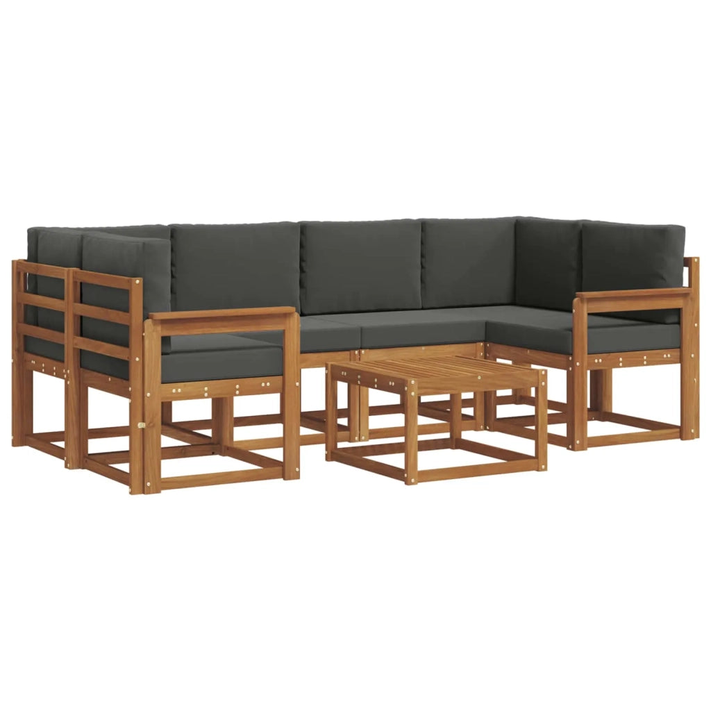 Set di divani da esterno con cuscino 7 pcs Naturale e Antracite