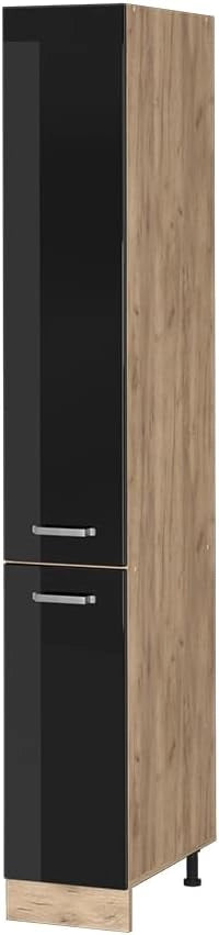 Armadio da farmacia R-Line, Nero lucido, 30 cm, per la libera combinazione all'interno di sistemi cucina modulari