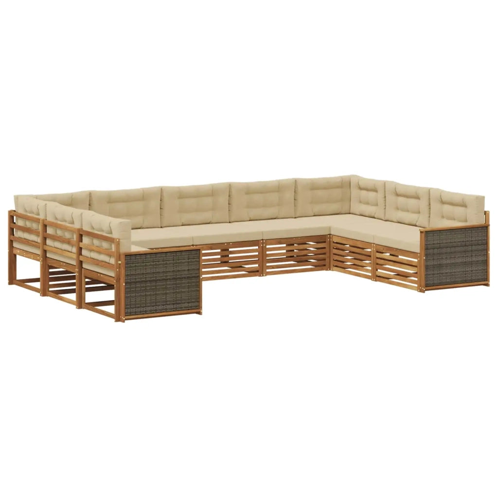 Set di divani da esterno 9 pz Naturale e Beige 3383831