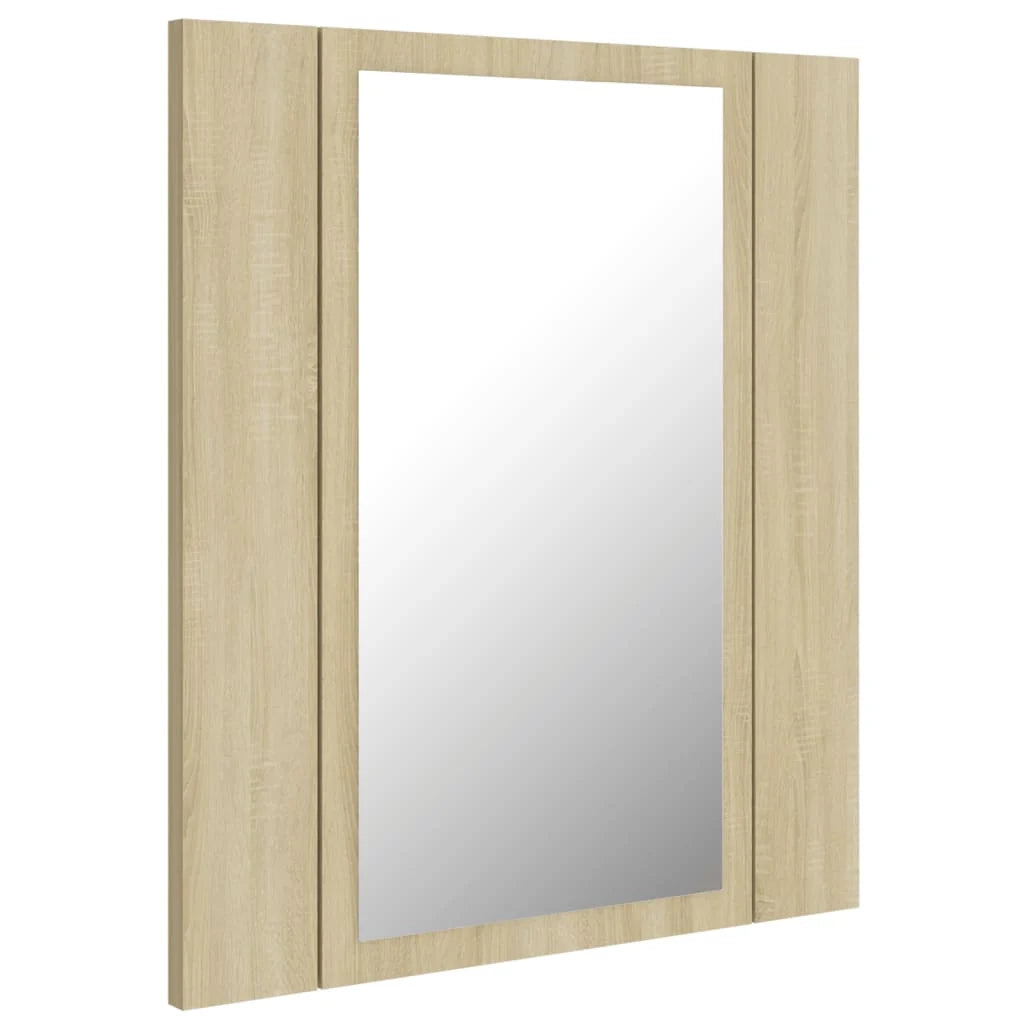 Mobiletto specchio da bagno con illuminazione a LED 40 x 12 x 45 cm acrilico beige 02_0006746