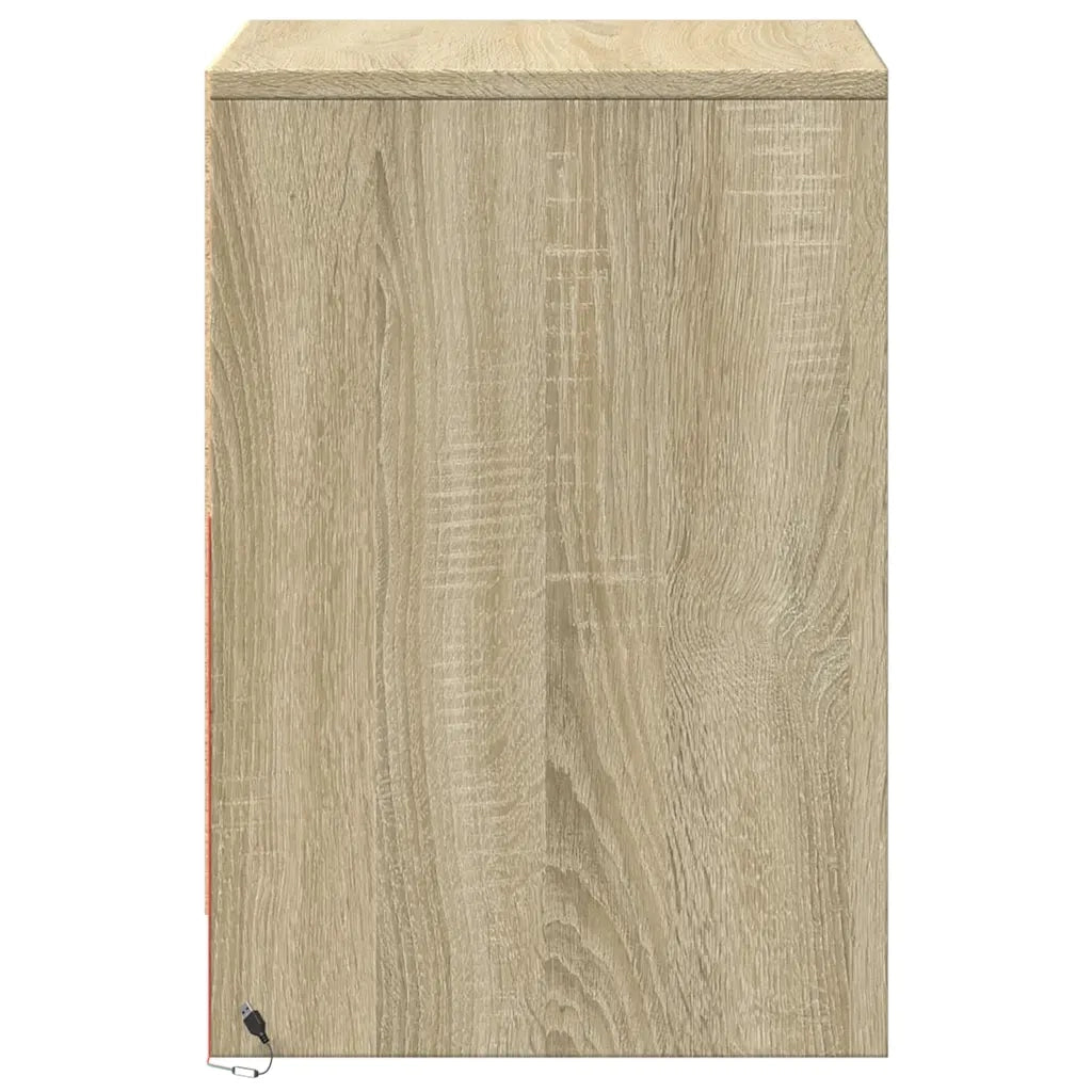 Comodino con Luci LED Rovere Sonoma in Legno Multistrato 852037