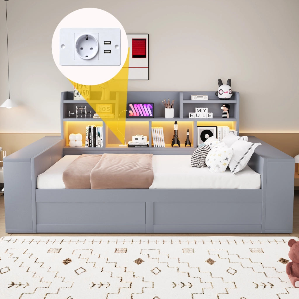 divano letto multifunzione mdf grigio 230 x 110 cm