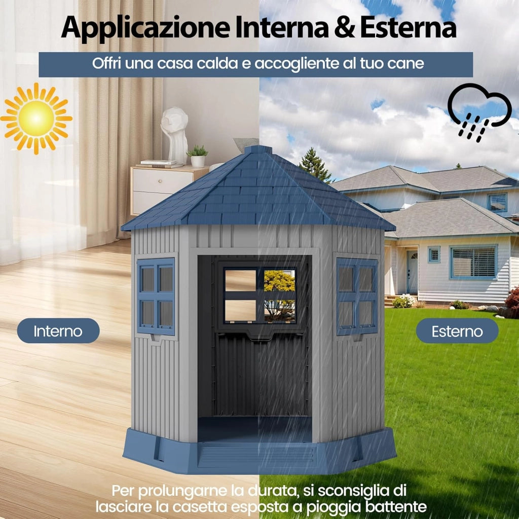 Cuccia per Cani da Interno ed Esterno, Casetta a Forma di Fienile con 2 Finestre e Lucernario, Tetto Inclinato e Grande Ingresso, Cuccia per Piccoli e Medi Cani