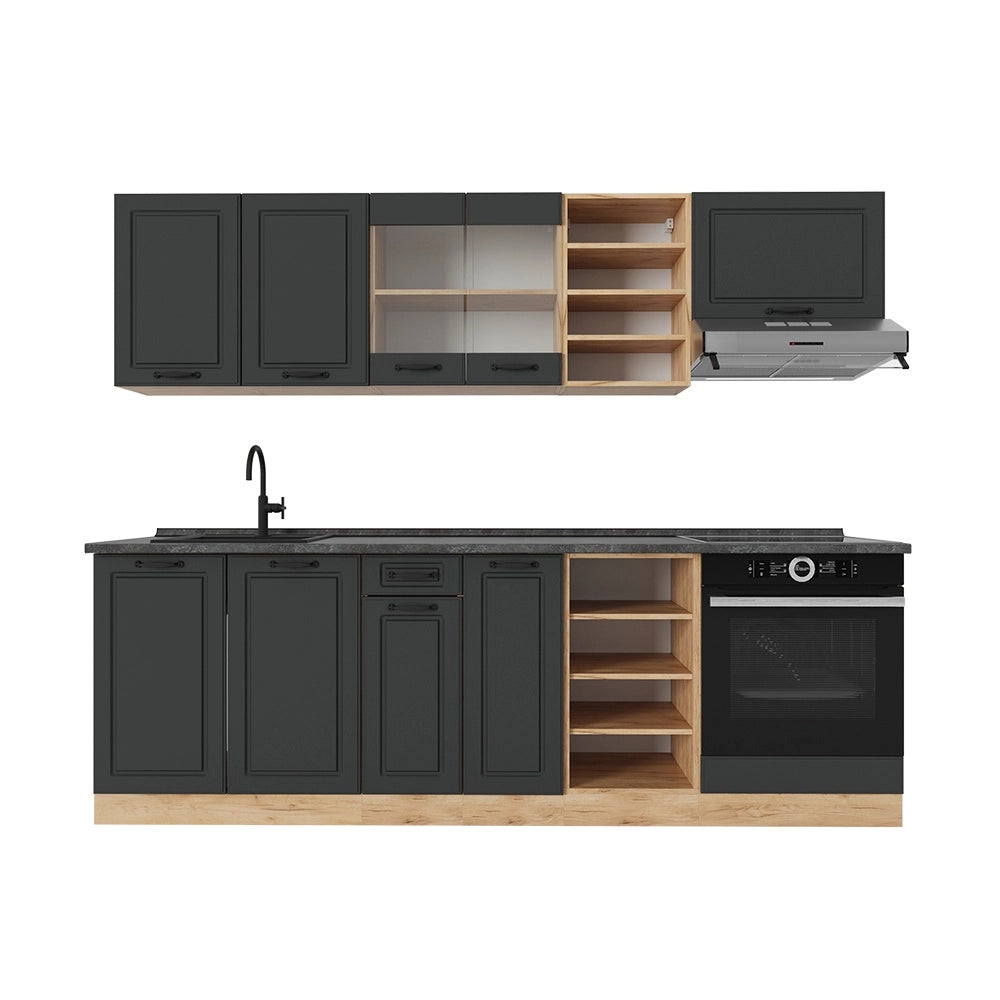 Cucina componibile R-Line Antracite rustico/Rovere dorato 240 cm, PL Antracite Vicco