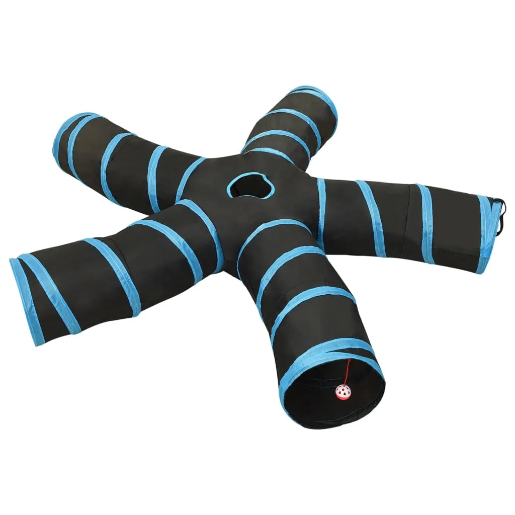 Tunnel per gatti a 5 vie 25 cm poliestere nero e blu 02_0005160