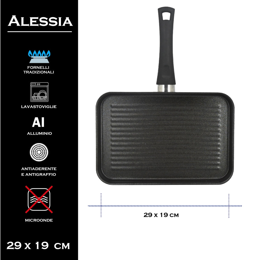 MA MAISON BISTECCHIERA LINEA ALESSIA 29X19 CM RETTANGOLARE ANTIADERENTE E ANTIGRAFFIO IN ALLUMINIO