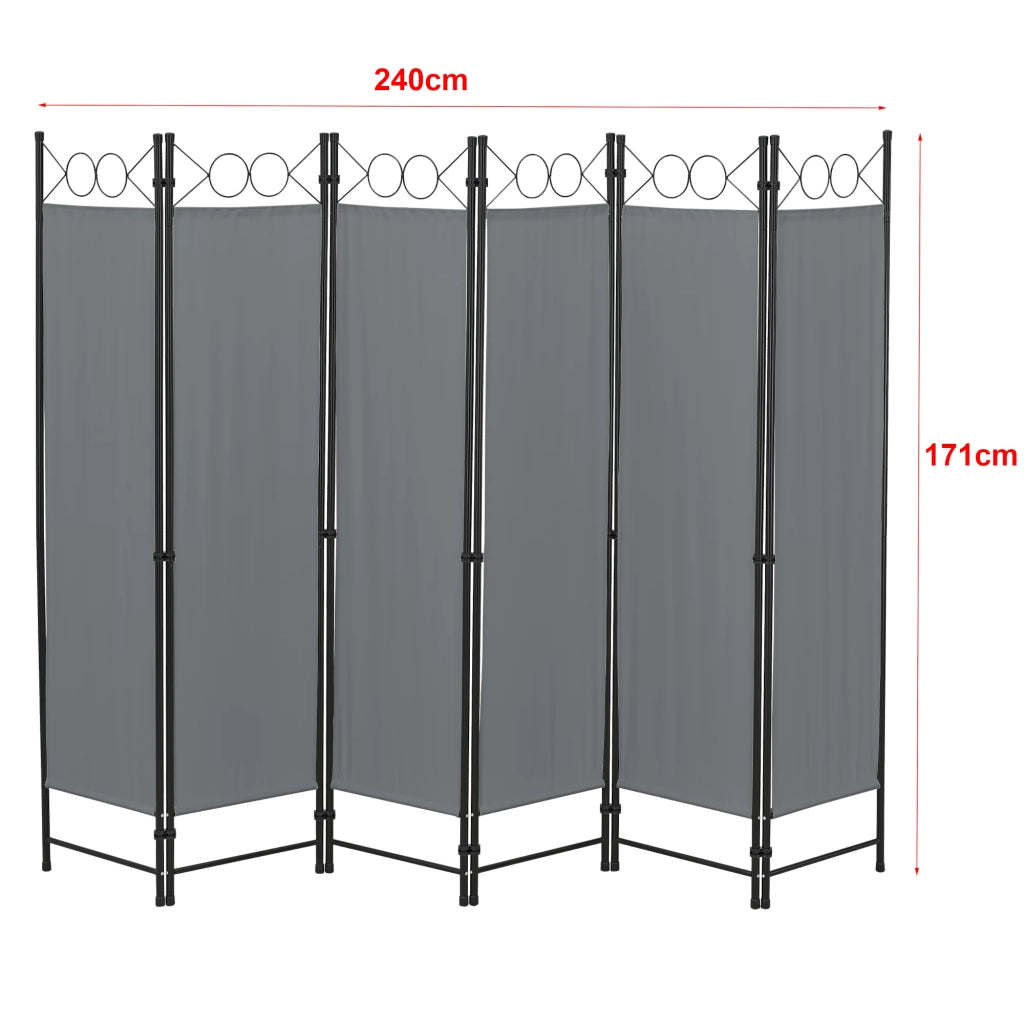 Schermo divisorio per la privacy a 6 pannelli 171 x 240 cm grigio scuro 03_0008070