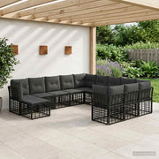 Set di divani da esterno 12 pcs Nero e Grigio scuro Poliestere 3437629