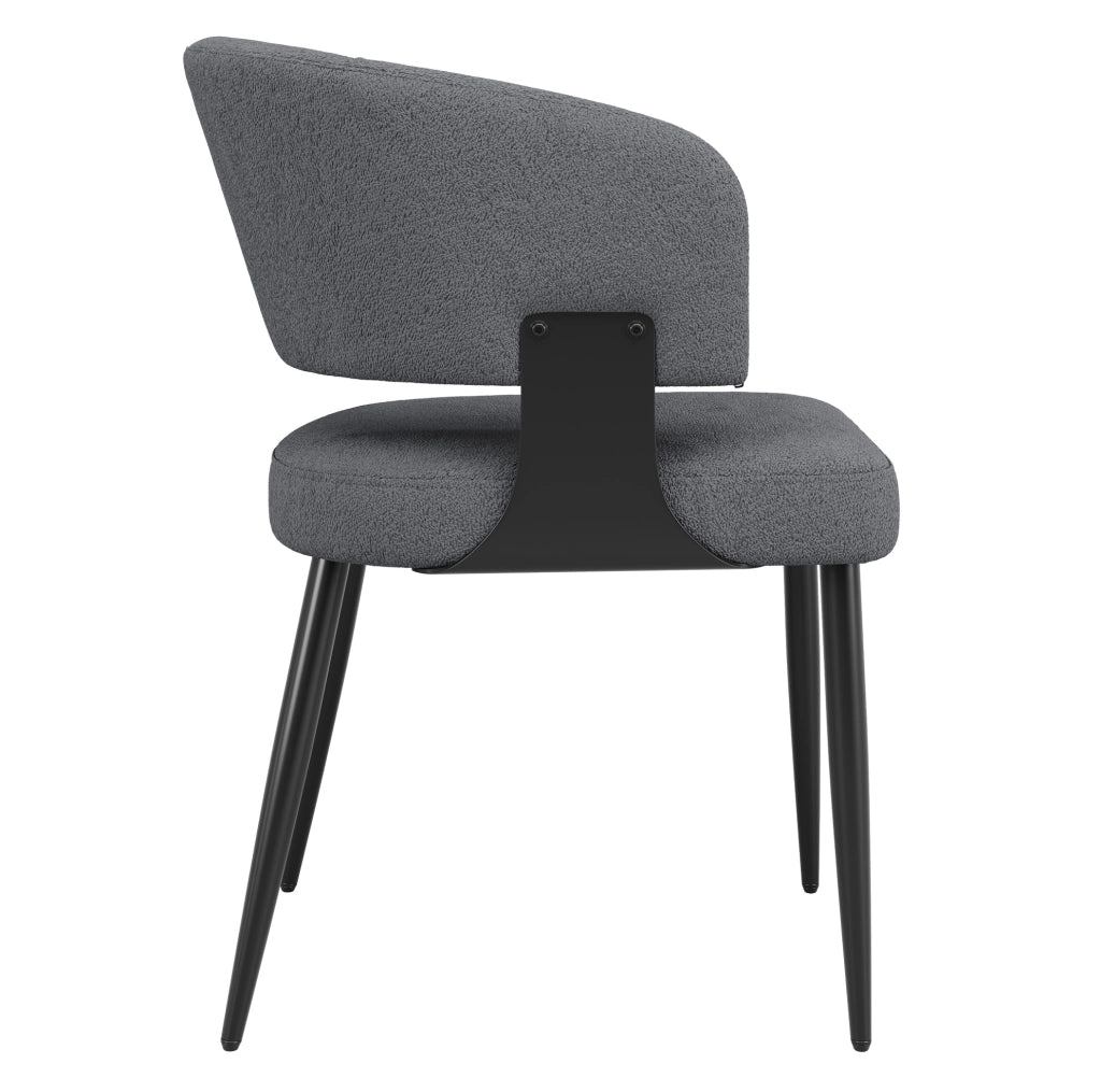 Sedia 59x46.5x81.5 cm ergonomica con schienale curvo in flanella e metallo grigio