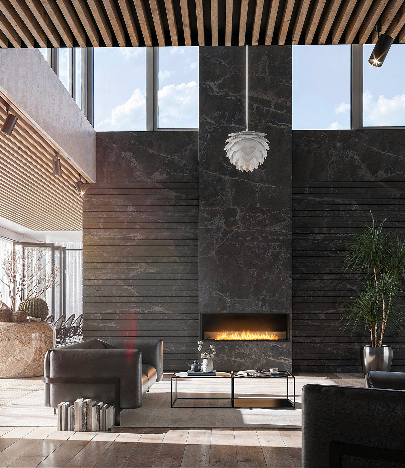 Camino a Bioetanolo da Incasso 154,4x59,4x30 cm Inside 1500 Slim Nero con Vetro