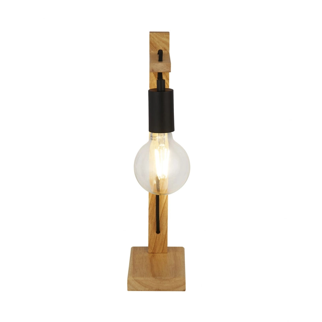 Lampada da tavolo Woody - Legno naturale e metallo nero